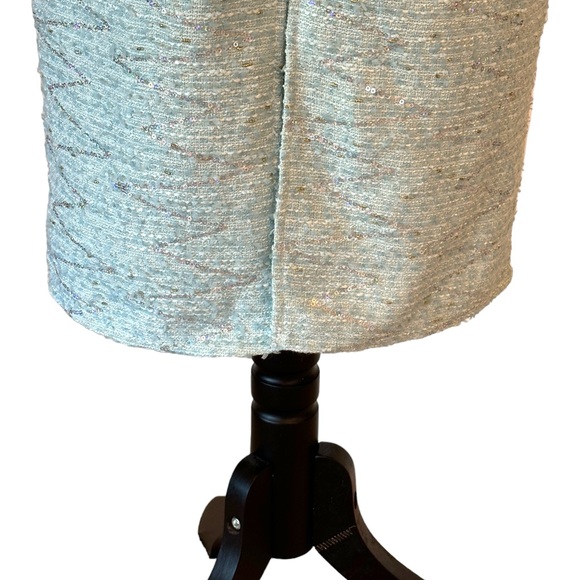 Aqua Blue Sequin Metallic Tweed Dress Small - Picture 8 of 11